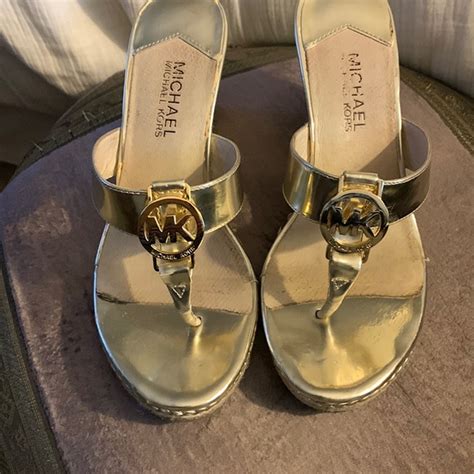 michael kors black and gold shoes|poshmark michael kors gold sandals.